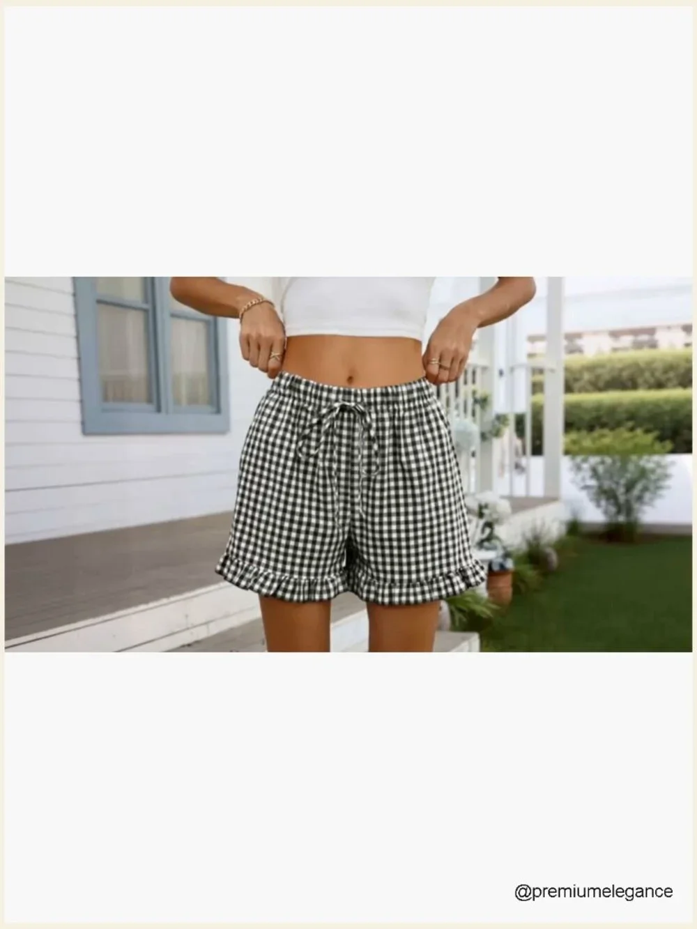 Womens Ruffle Boxer Shorts Cotton Pajama Gingham Lounge Sleep Bottoms